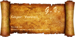 Geyer Vencel névjegykártya